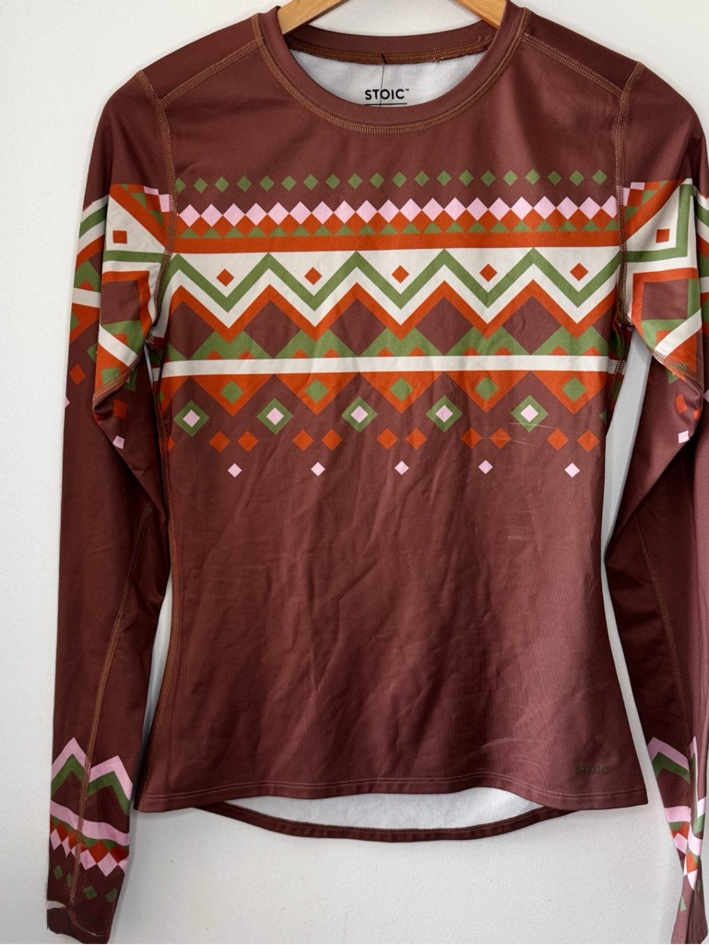 Stoic Lightweight Long Sleeve Crewneck Base Layer Top Women’s Small Aztec Print